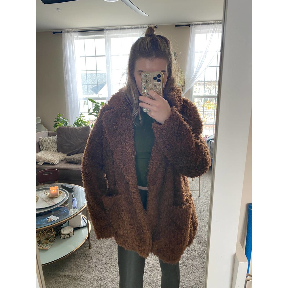 Divided brown teddy coat, size M - Picture 9 of 12